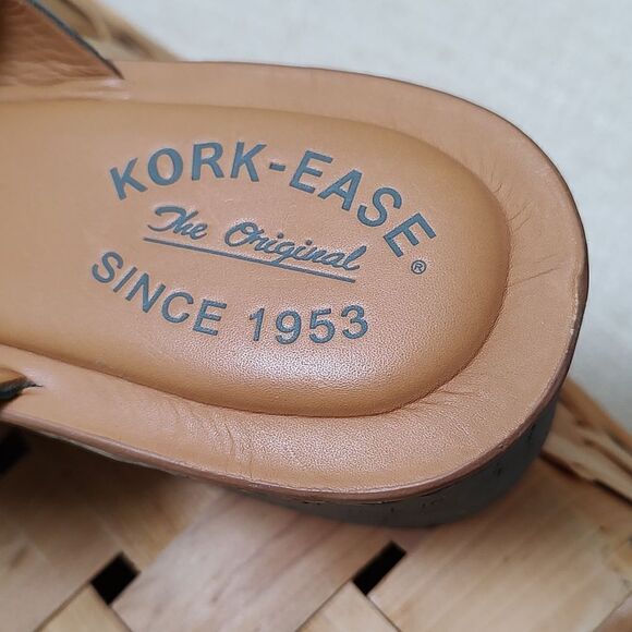 Kork-Ease Sabrina Blue Leather Criss Cross Platform Wedge Sandals - Picture 5 of 10